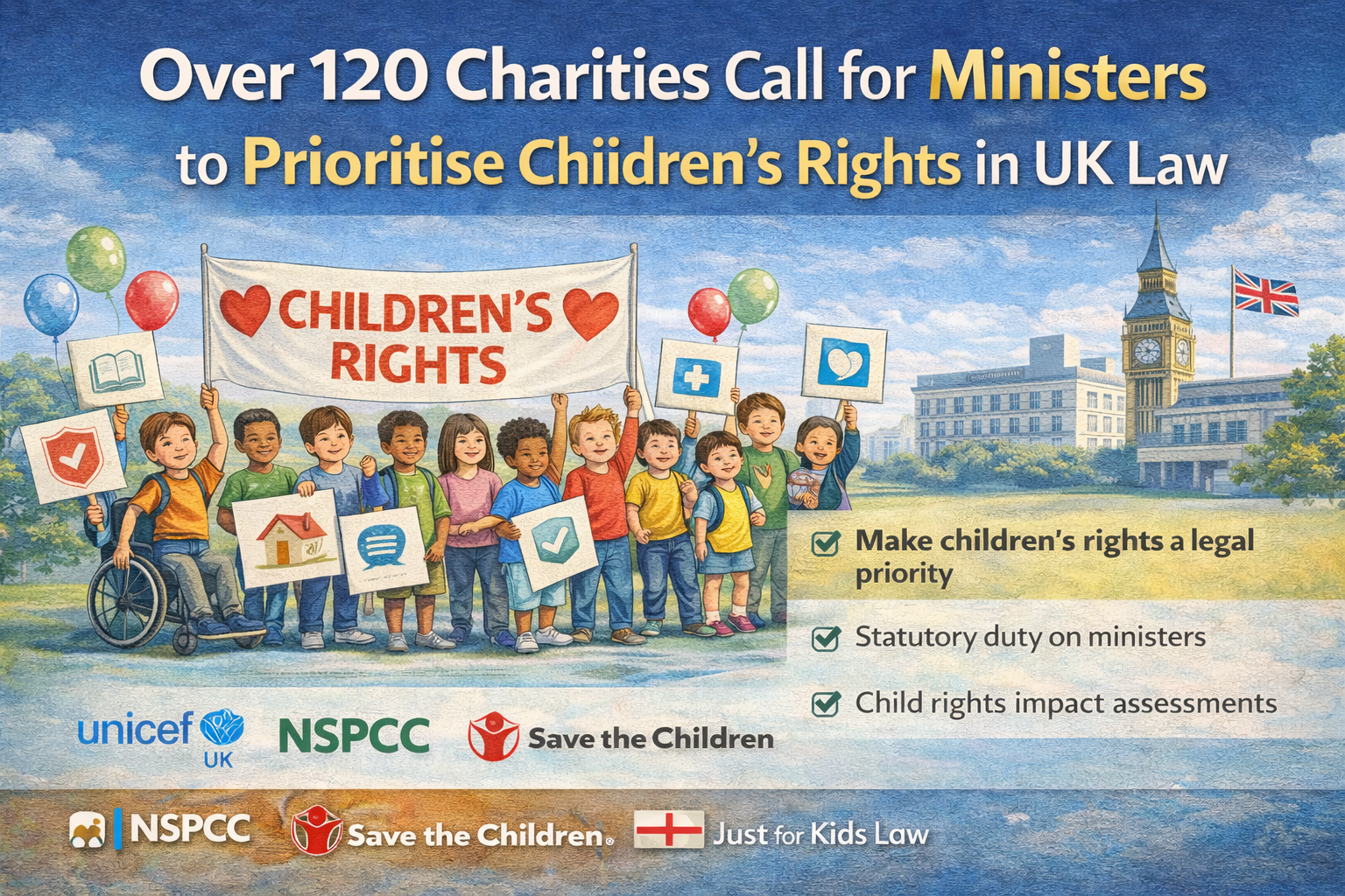 Over 120 charities unite in call for Ministers to put children&rsquo;s rights at the heart of UK law