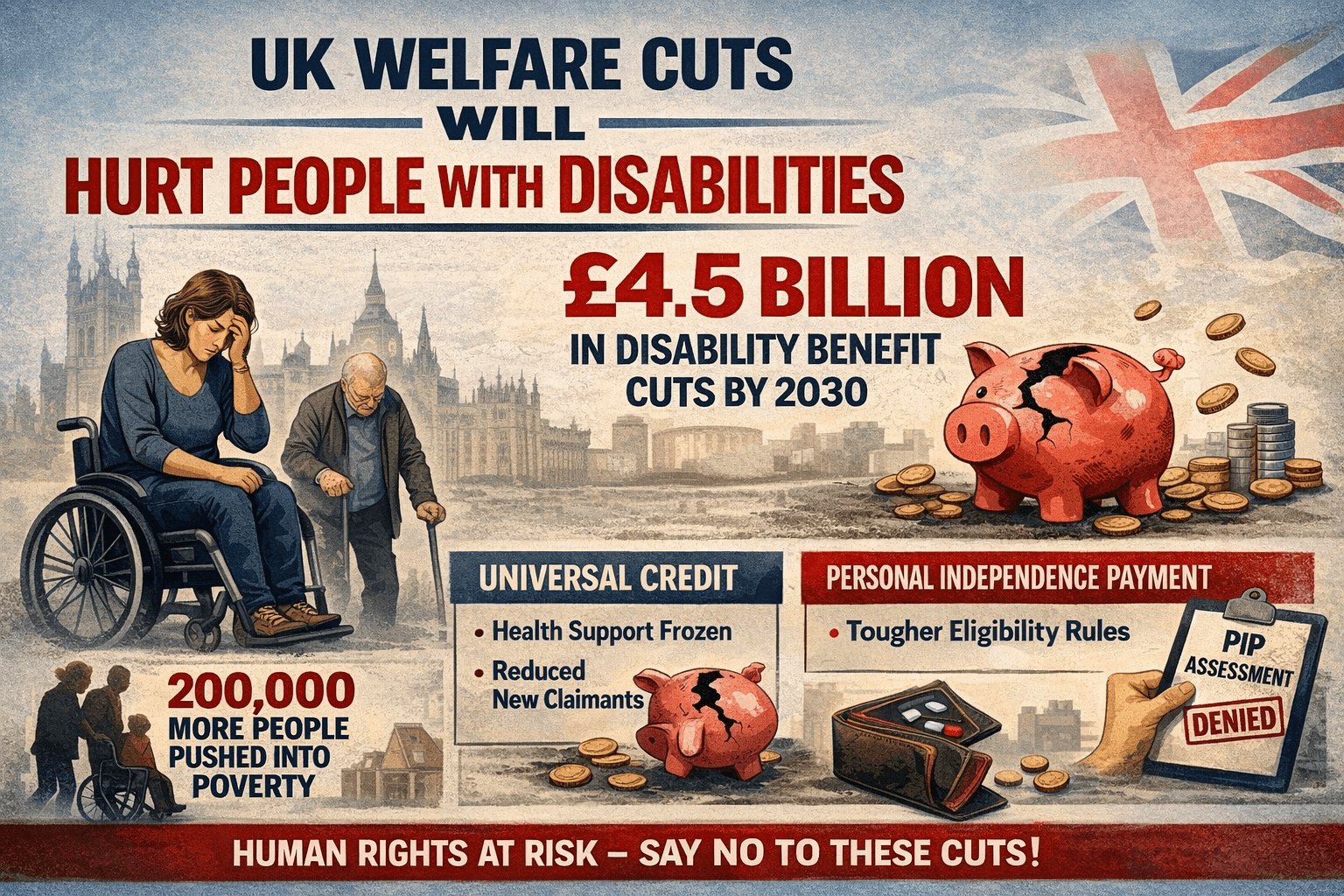 Human Rights Watch criticises draft UK legislation intended to “reform” major elements of the social security system